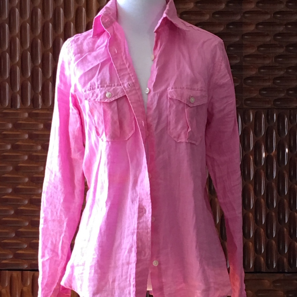Long Sleeve Linen Button Up Top